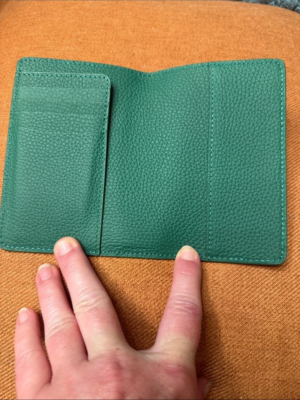 Emerald Green Grained Leather MAISONdeSABRE Passport Wallet